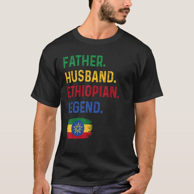 Father Husband Ethiopian Legend Proud Dad Ethiopia T Shirt (Framsida)