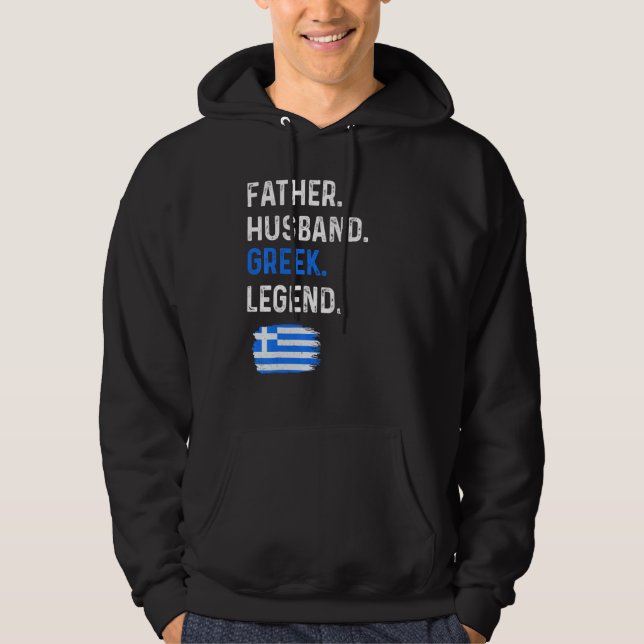 Father Husband Greek Legend Proud Dad Greece Flag Hoodie (Framsida)