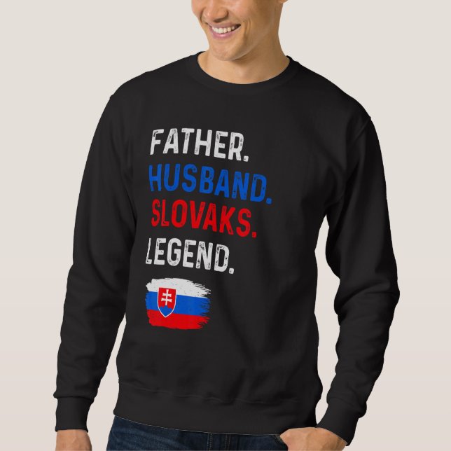 Father Husband Slovaks Legend Proud Dad Slovakia F Lång Ärmad Tröja (Framsida)