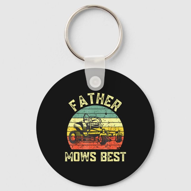 Father Mows Funny Fathers Day Dad Jokes Lawn Mowin Nyckelring (Framsida)