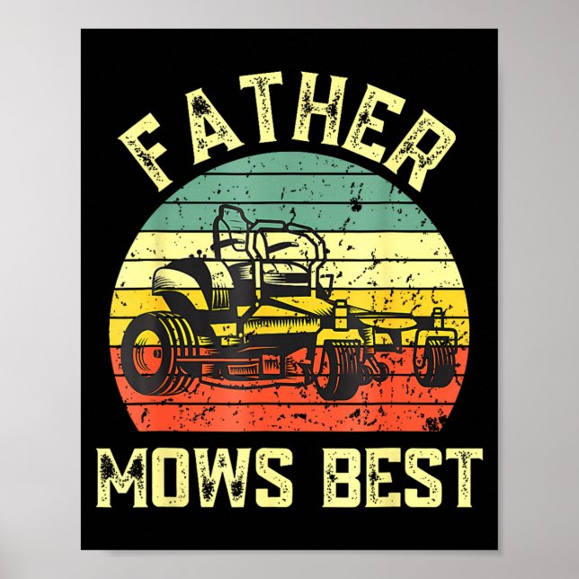 Father Mows Funny Fathers Day Dad Jokes Lawn Mowin Poster (Framsidan)