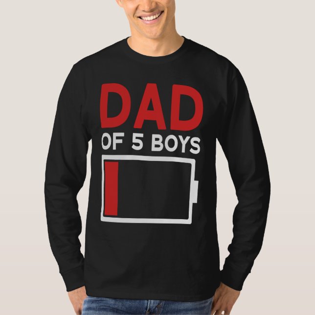 Father of 5 Boys Father's Day Papa T Shirt (Framsida)