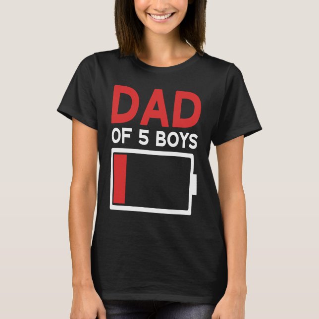 Father of 5 Boys Father's Day Papa T Shirt (Framsida)
