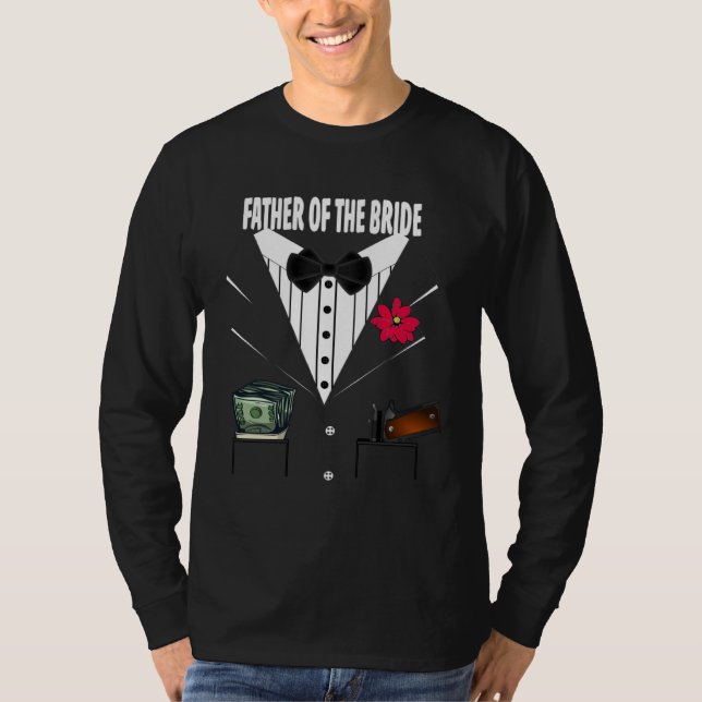 Father of the Bride Tuxedo Wedding Sample Group T Shirt (Framsida)