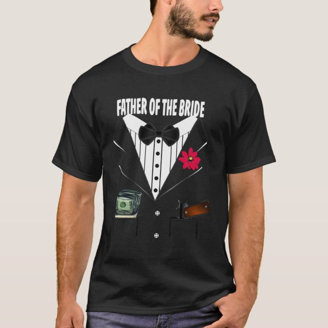 Father of the Bride Tuxedo Wedding Sample Group T Shirt (Framsida)