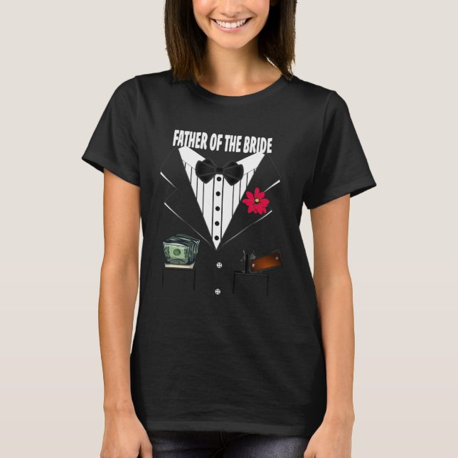 Father of the Bride Tuxedo Wedding Sample Group T Shirt (Framsida)