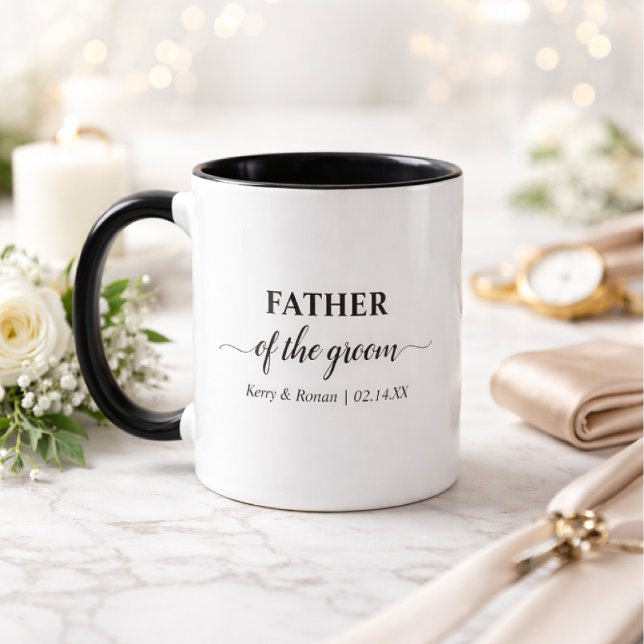 Father of the Groom Black and White Personalized Mugg (Skapare uppladdad)
