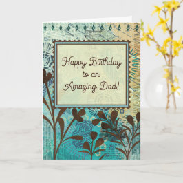Father’s Birthday Strong Teal and Brown Abstract Kort