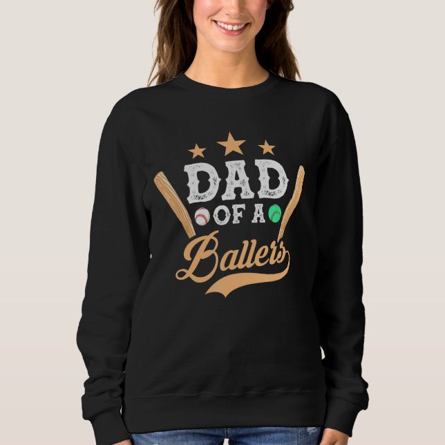 Father s Day Baseball Softball  Dad Of A Ballers T Shirt (Framsida)