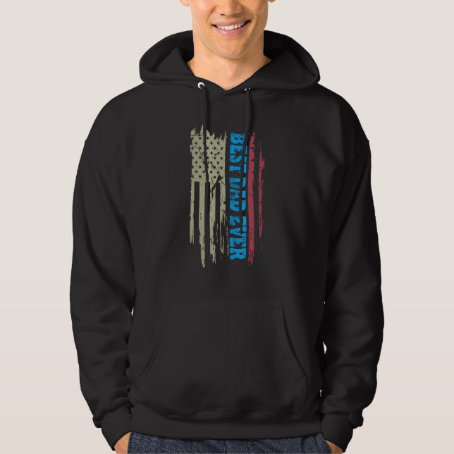Father s day Best dad ever with US american flag 1 Hoodie (Framsida)