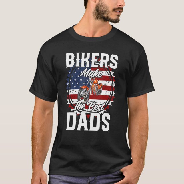 Father s Day Biker Red Flamed Motorcyccle T Shirt (Framsida)