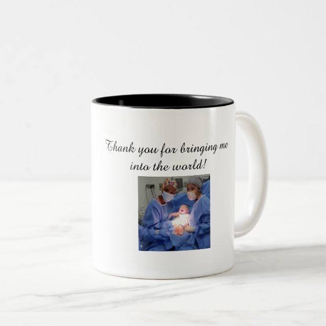 Father’s Day Mug, Medal-Pointing Doc Illustration Två-Tonad Mugg (Framsida höger)