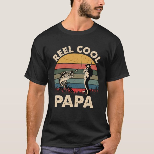 Father s Day  Papa Fishing Reel Cool Papa Fisherma T Shirt (Framsida)