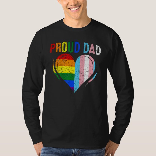 Father s Day Proud Dad Transgender Gay Rainbow LGB T Shirt (Framsida)