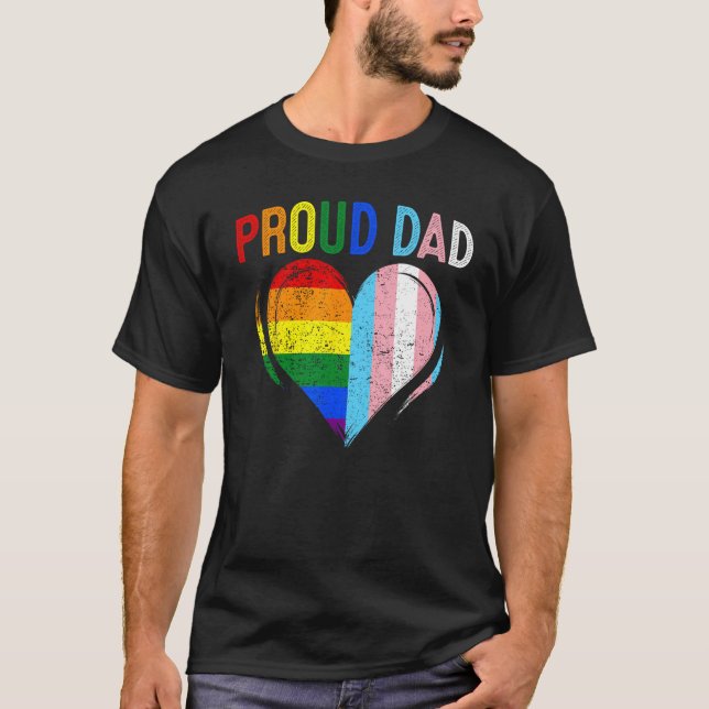 Father s Day Proud Dad Transgender Gay Rainbow LGB T Shirt (Framsida)