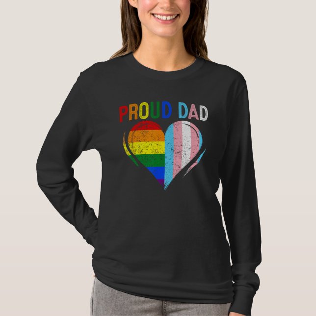 Father s Day Proud Dad Transgender Gay Rainbow LGB T Shirt (Framsida)