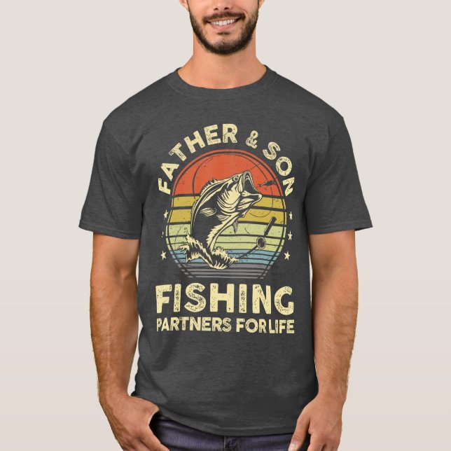 Father Son Matching Fishing Funny Bass Fish Dad fa T Shirt (Framsida)