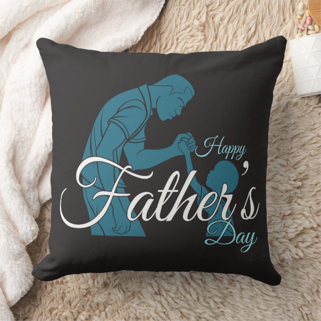 Father Son Strength Handshake Illustration Kudde (Filt)