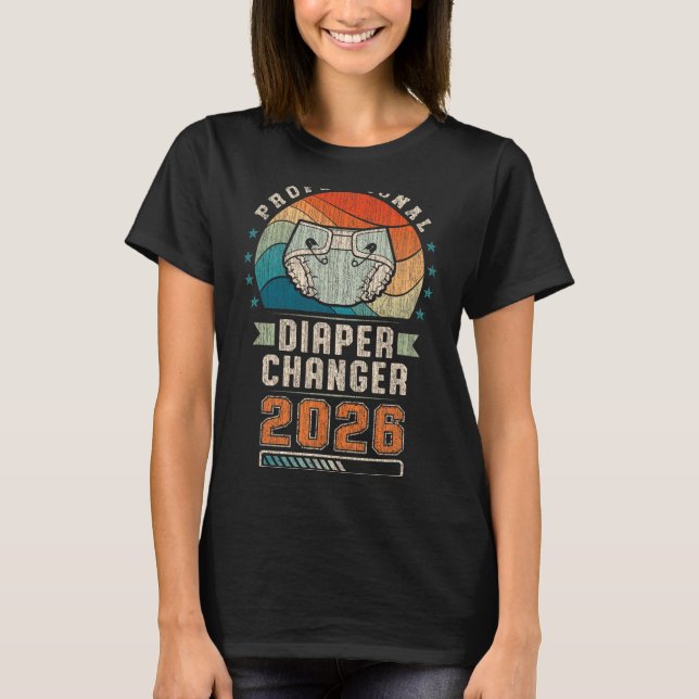 Father To Be Future Daddy, Expecting Dad 2026 Diap T Shirt (Framsida)