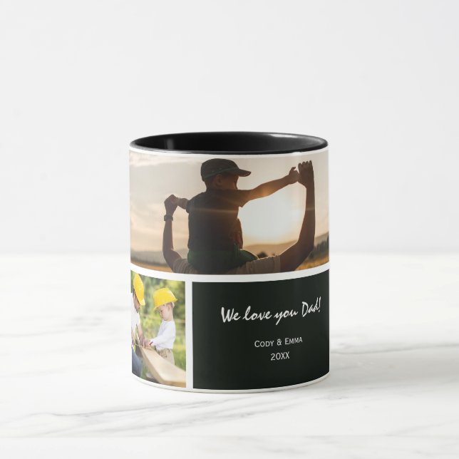 Father's Day 5 Photo Keepsake Custom Text Mugg (Center)