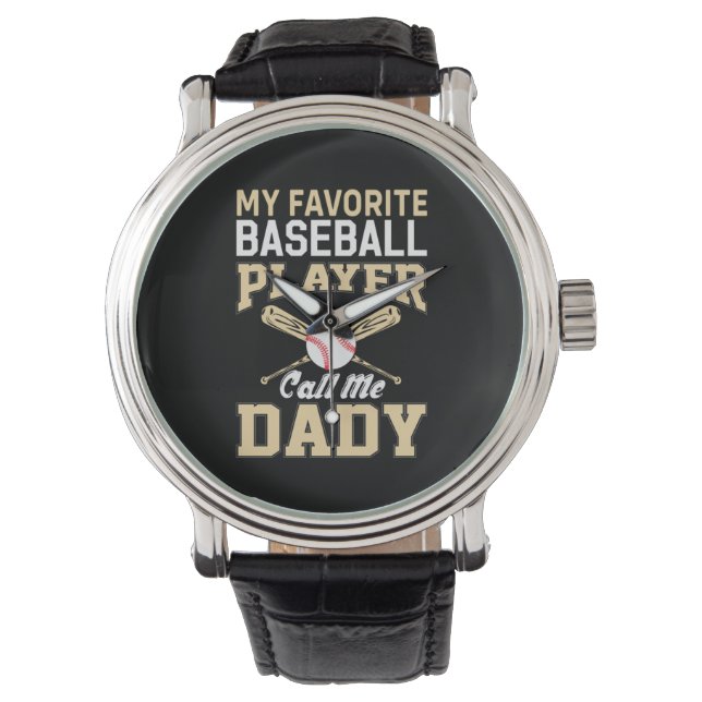Father's Day Baseball Player Call Me Dad Armbandsur (Framsida)