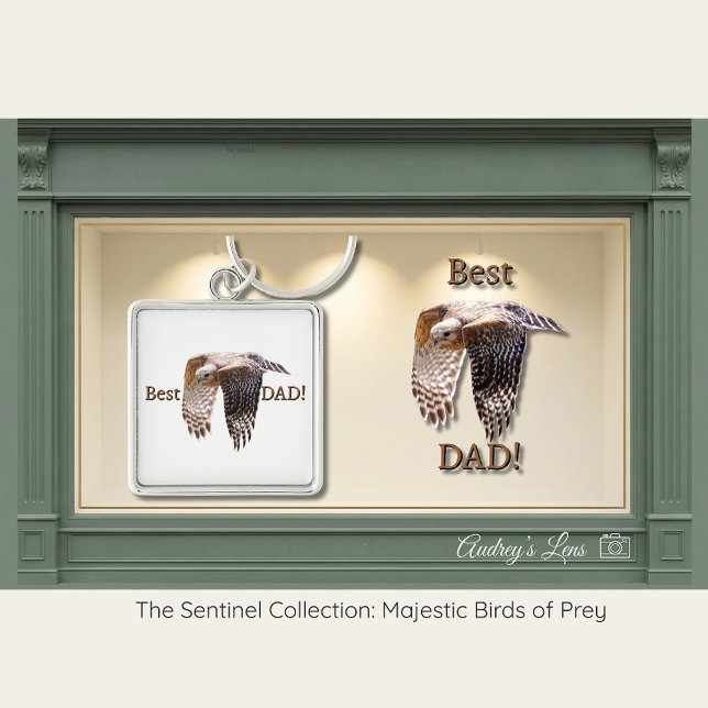 Father's Day "Best Dad" Hawk  Fyrkantig Silverfärgad Nyckelring (Skapare uppladdad)