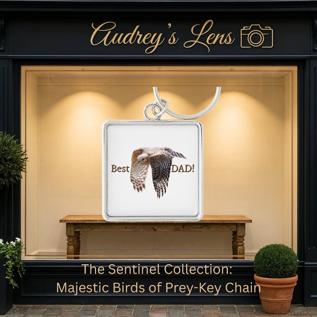 Father's Day "Best Dad" Hawk  Fyrkantig Silverfärgad Nyckelring (Skapare uppladdad)