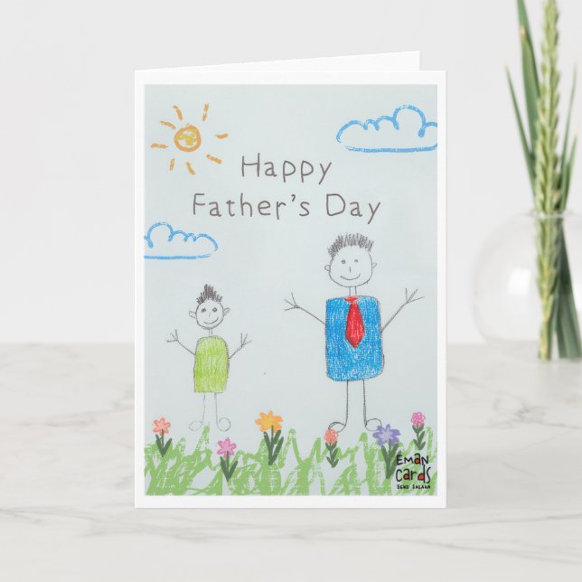 Father's Day - Boy's Drawing Kort (Framsida)