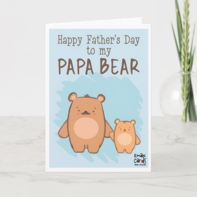 Father's Day - Cute Bear Card Kort (Framsida)