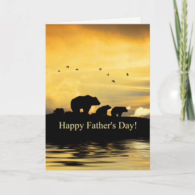 Father's Day Cute Bears for Papa Bear Kort (Framsida)