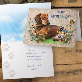 Fathers Day Dachshund Custom Message Kort