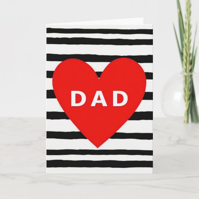 Fathers Day Dad Striped Heart Card Kort (Framsida)