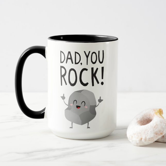 Fathers Day gift Dad, you rock! Cool Funny Kawaii  Mugg (Med munk)