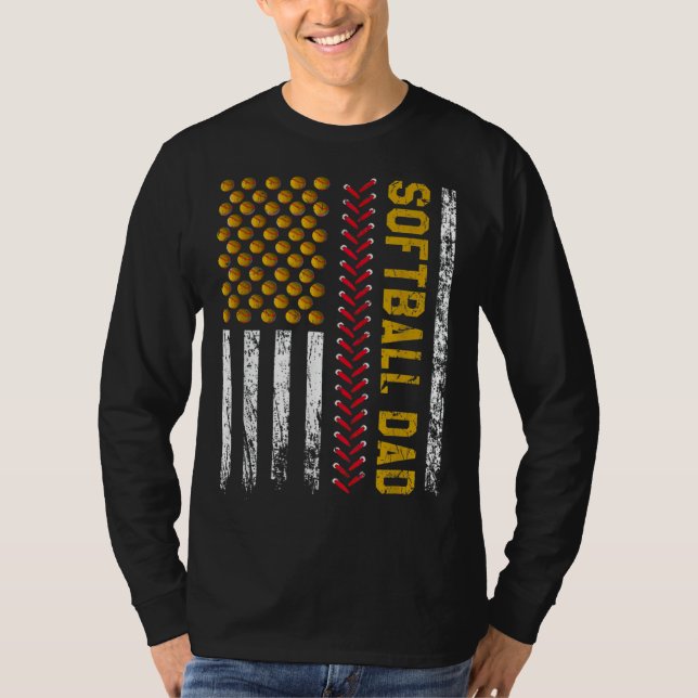 fathers day greatest best softball dad daddy fathe t shirt (Framsida)