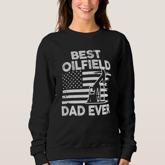 Father's Day Oilfielder Papa US Flag Best Oilfield T Shirt (Framsida)