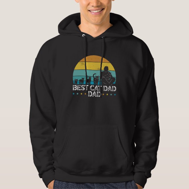 Fathers Day Papa Best Cat Dad Ever Fatherhood Dadd Hoodie (Framsida)
