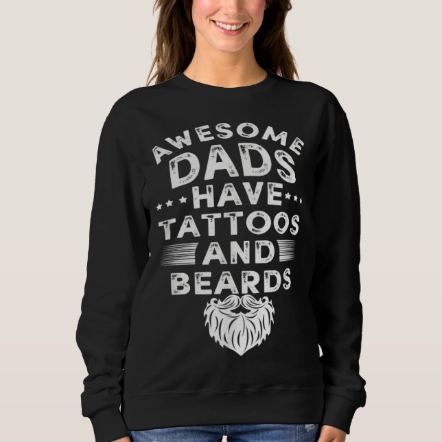 Fathers Day  Tattoo Beard Daddy Papa  Padre T Shirt (Framsida)