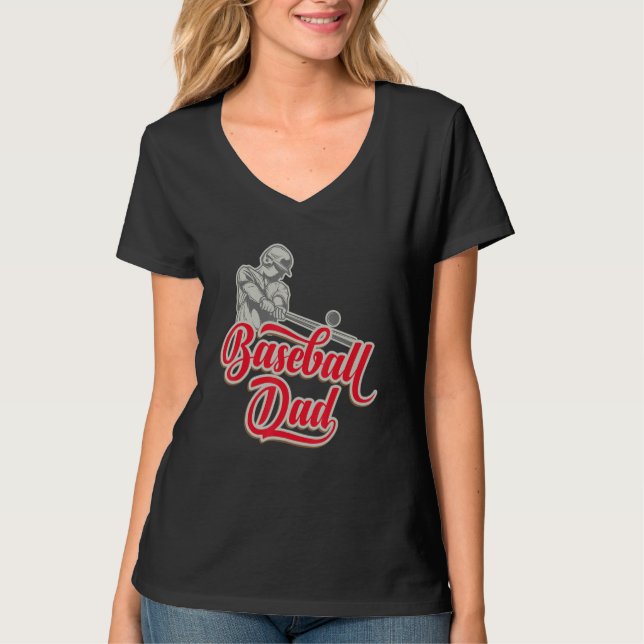 Fathers Days Baseball Dad  Papa Daddy Dad T Shirt (Framsida)