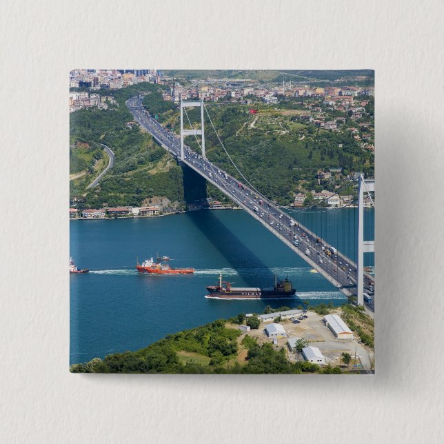 Fatih Sultan Mehmet Bridge över Bosphorus. Knapp (Framsida)