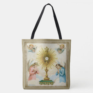 Fatima änglar som ber Eucharistmonstrancen Tygkasse