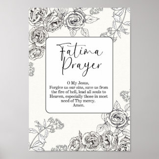 Fatima-bön, kristen blomsterutsmyckning Väggkonstt Poster