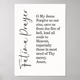 Fatima-bön typografi väggkonsttryck poster