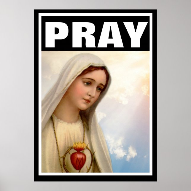 FATIMA PRAY VIRGIN MARY ROSARY CATHOLIC POSTER (Framsidan)