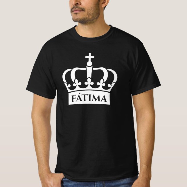 Fátima - White Krona Minimalist Faith Design T Shirt (Framsida)