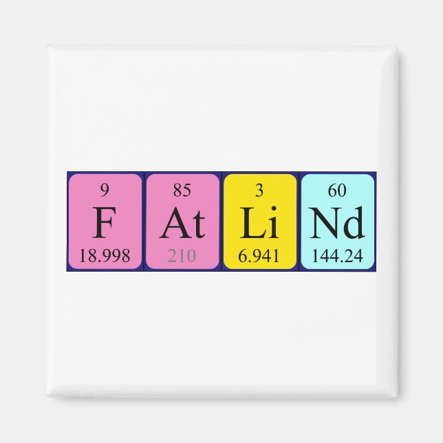 Fatlind periodiskt bord namn magnet (Framsidan)