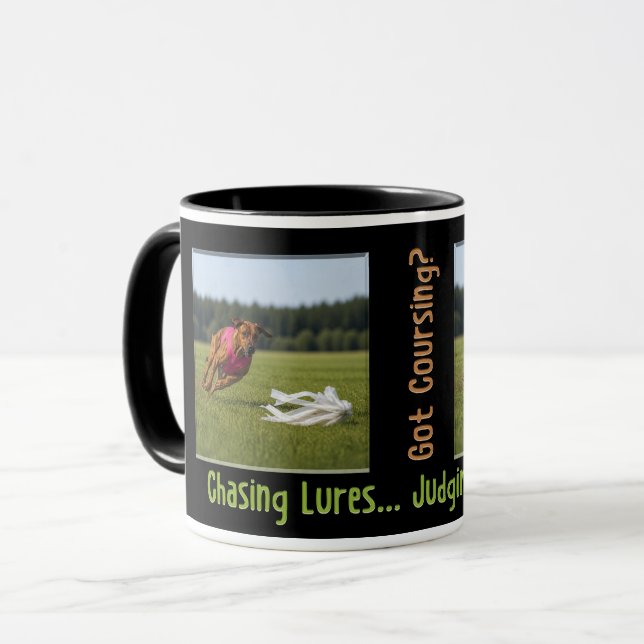 Fått Coursing? Mugg - Jagar Lockbete, Dömer Männis (Framsida vänster)