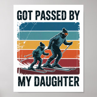 Fått spark av min dotter Rolig skidåkning Retro vi Poster
