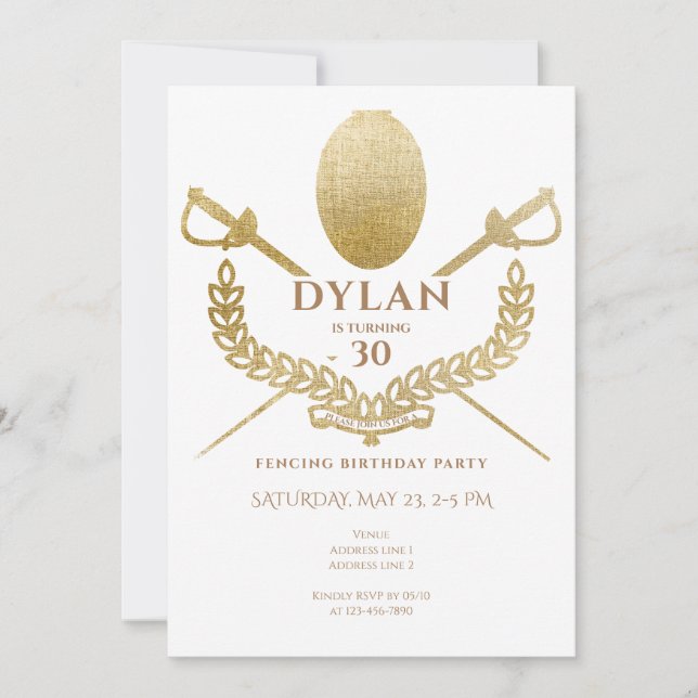 FAtt Tournament Födelsedagsfest Foil Épée Saber Inbjudningar (Framsida)