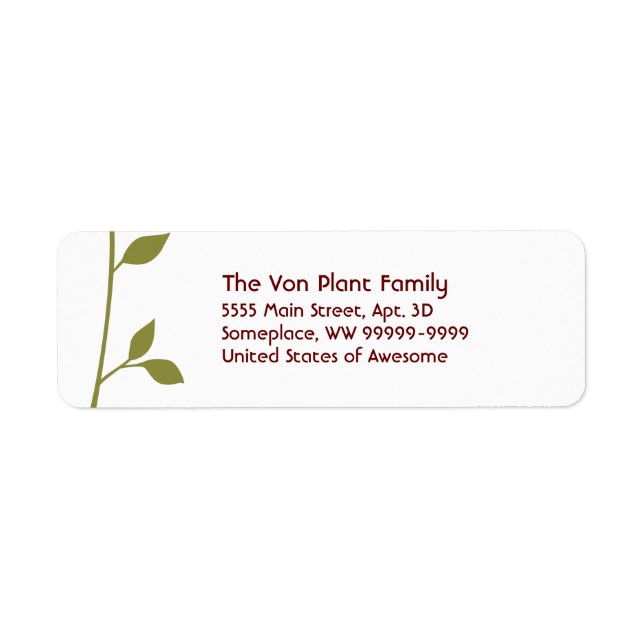 Fatta och blad returadress etikett (Framsidan)