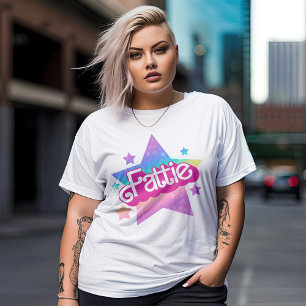 Fattie Plus Storlek BBW Tjock Girl Retro 90's Stil T Shirt